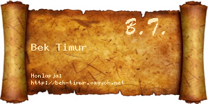 Bek Timur névjegykártya